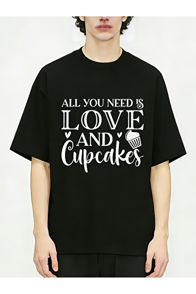 212ZTD تيشيرتات قطنية بطبعة "All You Need Is Love Cupcakes" هدية عيد الحب، بر...