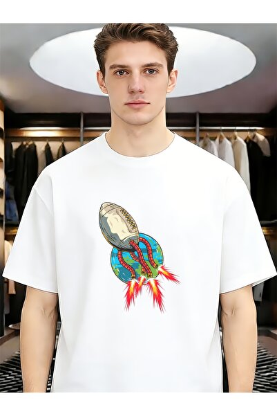 212ZTD Football Earth Rocket Cool Spring Summer Men Funny Unique Tees Round N...