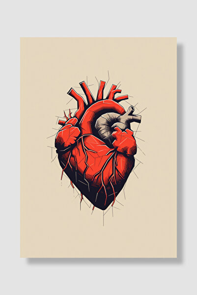 Luna Marissa Poster cu inimă, roșu anatomic, ilustrație artistică a inimii um...