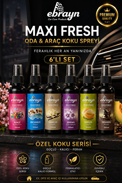 Ebrayn Premium 6'lı Kokulu Oto Araç İçi Sprey Oto Kokusu Premium Koku Seti 15...