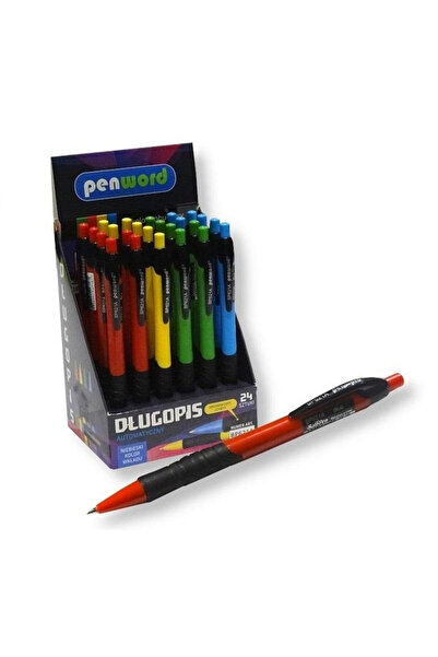 PENWORD Pix Penword, automat, cu grip ergonomic, cerneala albastra, multicolo...