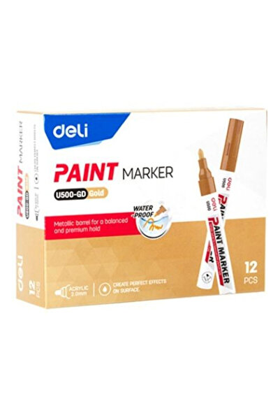 Deli Marker U500-GD, paint marker, varf 2 mm, cerneala metalica pe baza de ul...