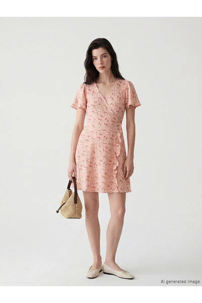 LC Waikiki Double Breasted Collar Floral Mini Dress
