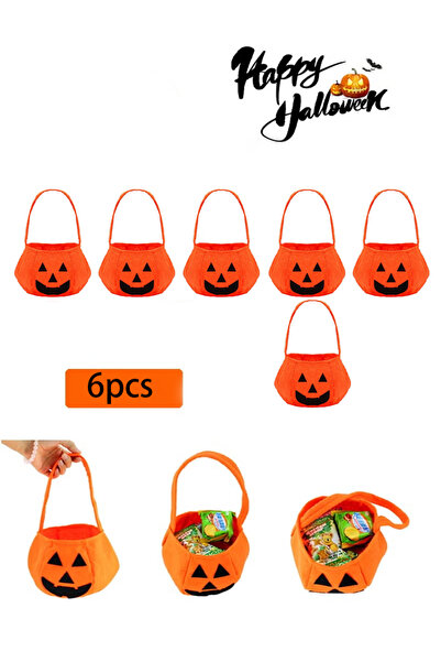 GGEROU 6PCS Halloween Pumpkin Bag 3D Non Woven Candy Tote Bag Halloween Pumpk...