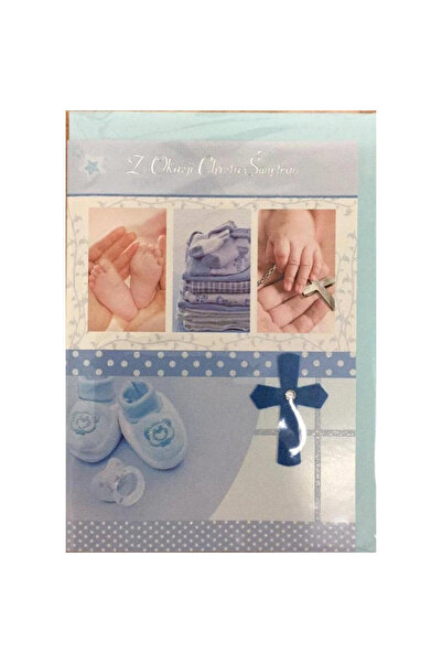 PANORAMA Felicitare botez Premium B6, cu plic, model 008, design cu cruciulit...