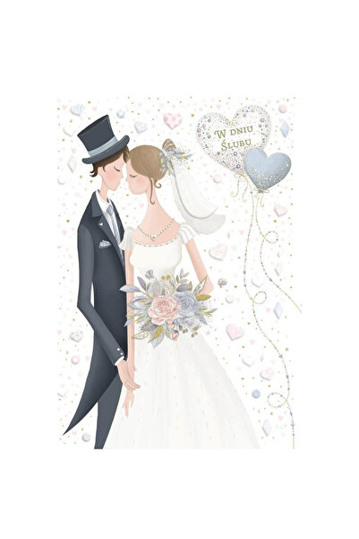 TREND Karnet/Carte felicitare de nunta Silver, cu design ilustrat, 183x125 mm...
