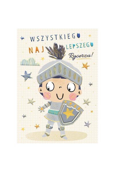 HENRY Felicitare aniversara Rycerz, format A5 (211x304 mm), cu folie, Multicolor