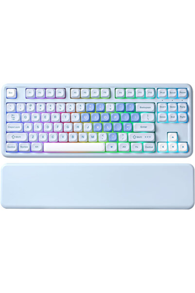 YUNZII Tastatură mecanică wireless B87 RGB QMK/VIA Tri-Mode Hot Swap cu supor...