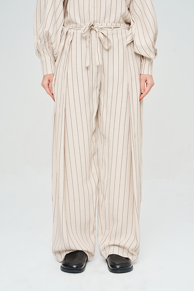 Orfeo Negro Women's Striped Patterned Tie-Waist Palazzo Trousers