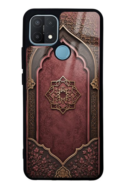 Spoyi Oppo A15 Burgundy Glossy Phone Case with Ottoman Emblem Design