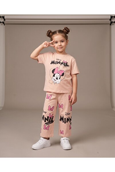 Egelite Girl's Minnie Printed Summer Wide-Leg Pants and T-Shirt Set for Ages ...