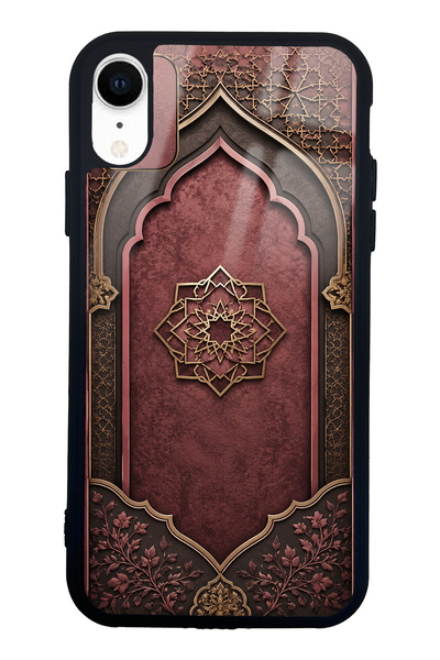 Spoyi iPhone Xr Burgundy Glossy Phone Case with Ottoman Emblem Design
