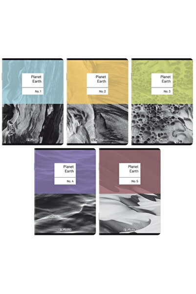 Herlitz Set 5 caiete Premium Earth A5 multicolor 80 file, patratele