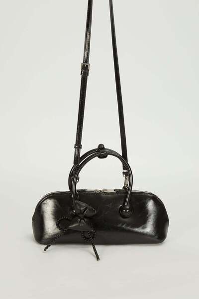 Levidor Black Charm Detailed Baguette Bag