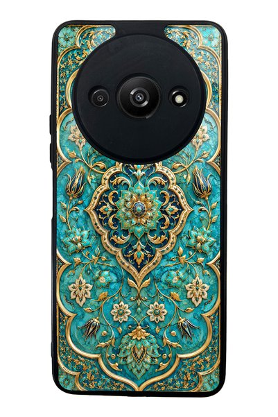Spoyi حافظة هاتف Xiaomi Redmi A3 باللون الفيروزي بتصميم مجوهرات عثماني لامع