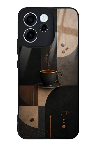 Spoyi Oppo Reno 15F Noir Mocha Coffee Tasarımlı Glossy Telefon Kılıfı