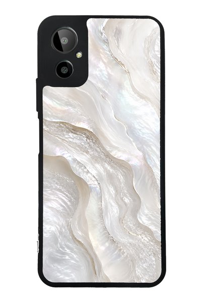 Spoyi حافظة هاتف لامعة بتصميم Gm 23 SE Ivory Pearl Flow