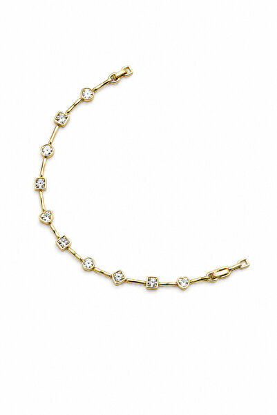 Balenbi Jewelry Kadın 14K Gold Renk Geometrik Zirkon Taşlı Minimal Çelik Bile...