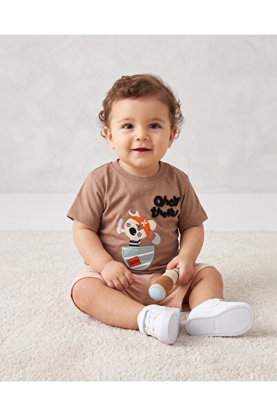VOY KİDS Baby Boy Summer Embroidered Shorts T-Shirt 2-Piece Set for 6-9-12-18...