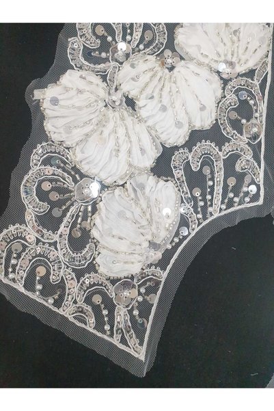 ESRA ŞELEM White Color Collar Sleeve Embroidery Applique Guipure Decorative Ribbon
