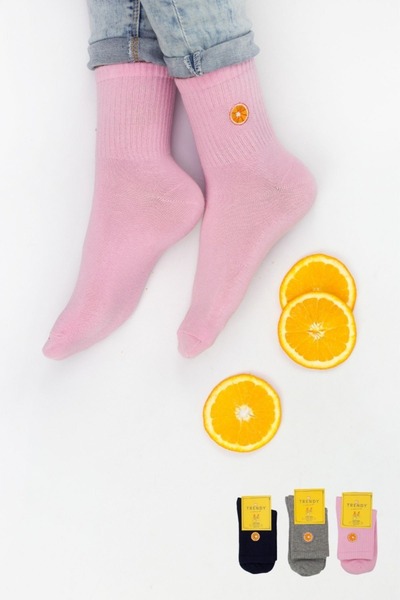 TRENDY Ημίκοντες Κάλτσες "Trendy" ORANGE I 3 ζευγάρια