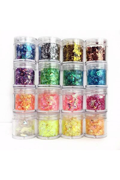Beauty Box 16 RENK HOLOGRAFİK FOLYO PUL SETİ Tırnak Sanatı • Epoksi • UV Reçi...