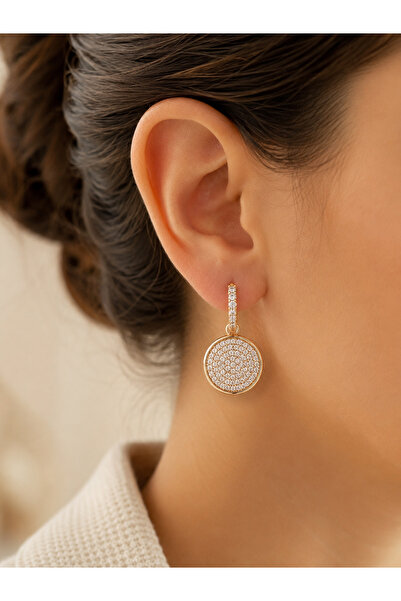 Bymiel Xuping Zirkon Taşlı Yuvarlak Sallantılı Rose Gold Kadın Küpe