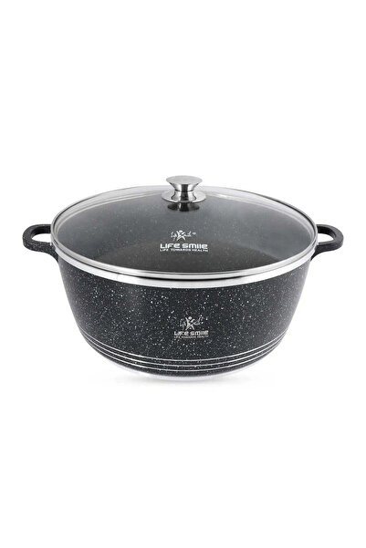 Lifesmile Life Smile 40 cm Oven-Safe Granite Coating Cooking Pot with Glass L...