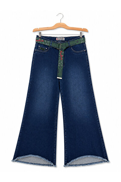 ZANESSİ FASHION Plus Size Belted Lycra Denim Women's Trousers