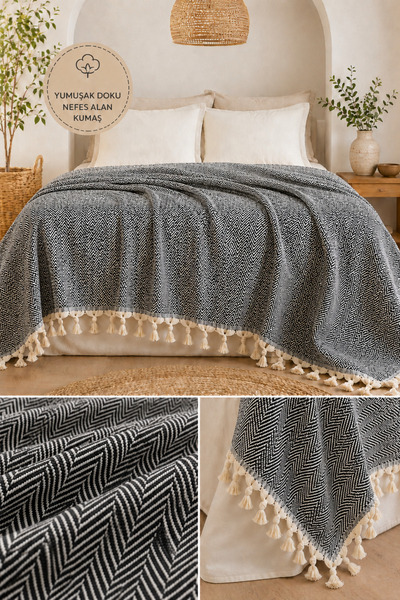 VERONİCA LİNE Cotton Multi-Purpose Pique 220X240 Double Bedspread Sofa Cover ...