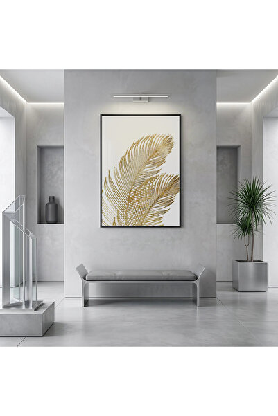 KOLAJTASARIM Tropical Leaf Warm Gold Masă de sticlă cu cadru metalic negru pe...