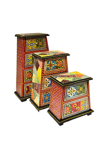 Al Athar Arts Wandicrafted Wooden Chest Drawer Almirah With Ceramics Tiles(L:...