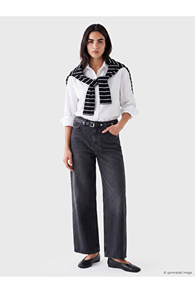 LC Waikiki Wide Leg Women's Jean Pants with Belt for Style Enthusiasts from U...