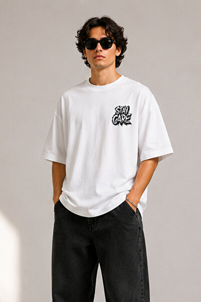 BAGAND Premium Oversize Men's and Women's T-Shirt Stay Care Text Printed T-Shirt
