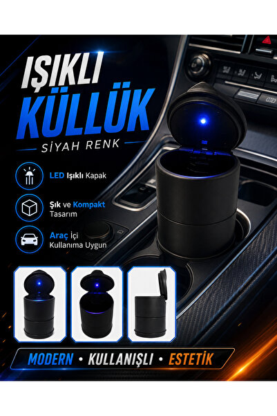 YMÇ DETAILING & AUTOMOTIVE Işıklı Küllük Siyah Renk