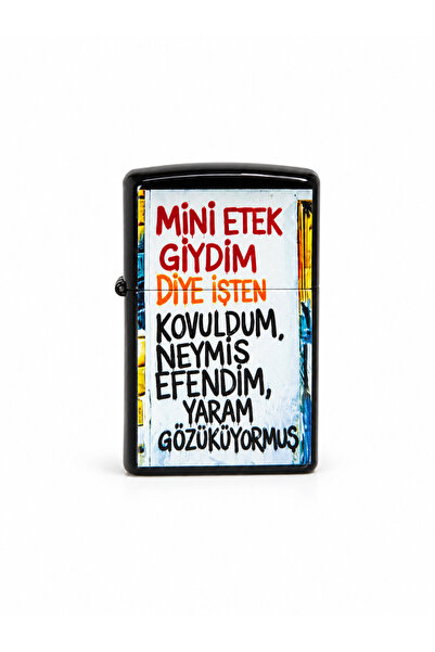 ONRSTORE Baskılı Benzinli Metal Çakmak – Klasik Kapaklı Doldurulabilir Çakmak