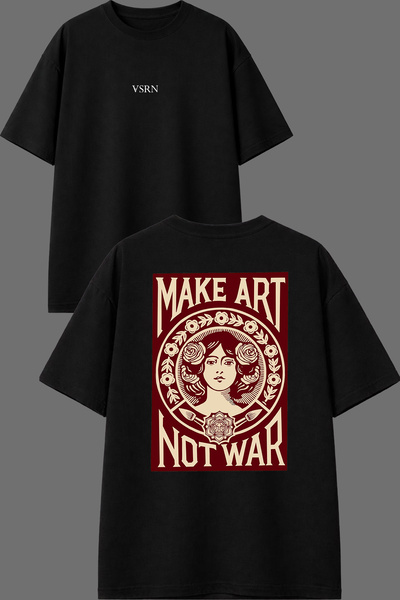 VSRN Μπλουζάκι Make Art Tasarım με στάμπα στην πλάτη, μαύρο, oversized