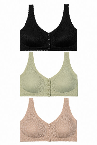 macsoo 3-Piece Women's Seamless Laser Cut Bra Set with Front Snap Closure and...