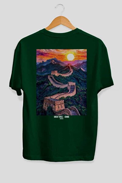 Ankhises The Great Wall of China 2 Πράσινο Oversize Country City T-shirt με σ...