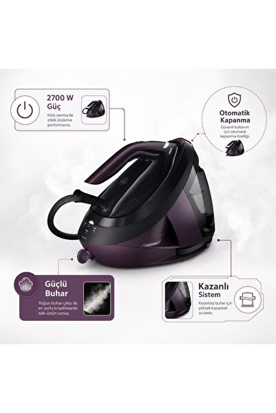Philips PerfectCare 8000 Buhar Kazanlı Ütü Akıllı Buhar | 8,5 Bar, 2700 W, 70...