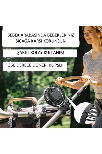TEKNOTİMER Usb Şarjlı 3 Kademeli Mini Fan Ergonomik Ev Ofis Için Sessiz Klips...