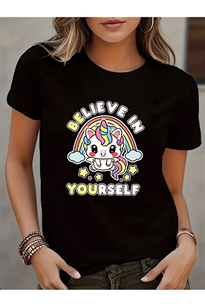 212Wear تي شيرت نسائي كاجوال بتصميم أكمام قصيرة وياقة مستديرة، مناسب لجميع ال...