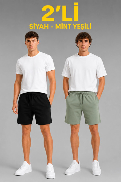 Generic Brand Men's 2-Piece Cotton Shorts 3 Thread Non-Threaded Summer Style ...