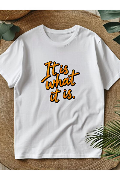 01THEONE تي شيرت نسائي بتصميم "It Is What It Is" 100% - قميص بياقة مستديرة وط...