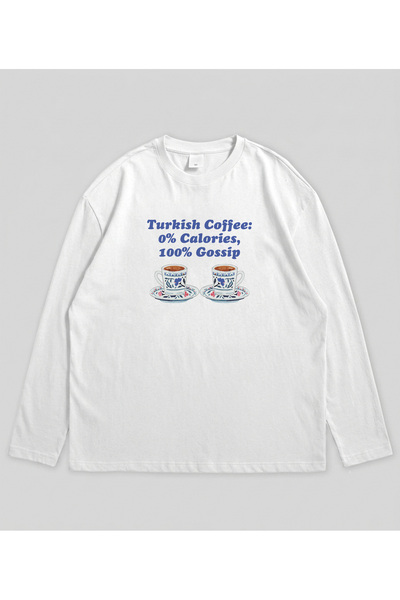 Grafftee Clothing Μακρυμάνικο μπλουζάκι με στάμπα τουρκικού καφέ και άνετη εφ...