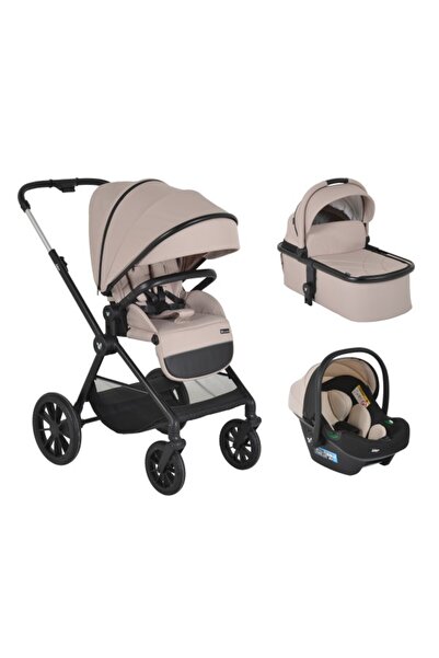 Cangaroo 3в1 Бежова количка Джокър, столче за кола i-SIZE, сгъване с една рък...
