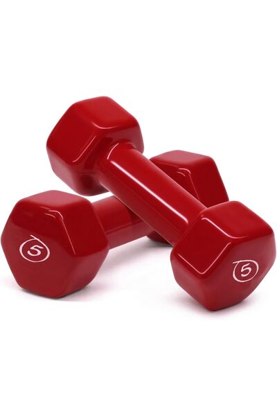 Sparnod Fitness SDV-5_PAIR Anti-Slip and Anti-Roll Hex Vinyl Dumbbells for Wo...