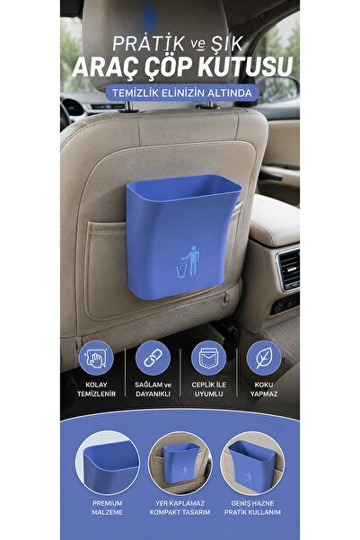 PELIUS Car Trash Can Seat Back Hanging Auto Trash Bin Mini Garbage Can Practi...