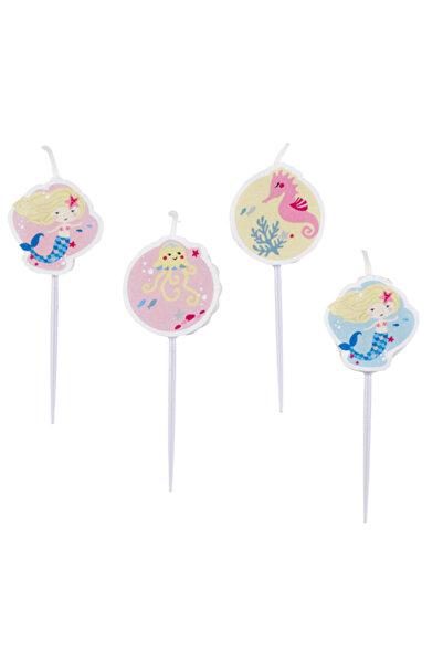 AMSCAN Set 4 lumanari pentru tort, Sellő, Ceara, Multicolor