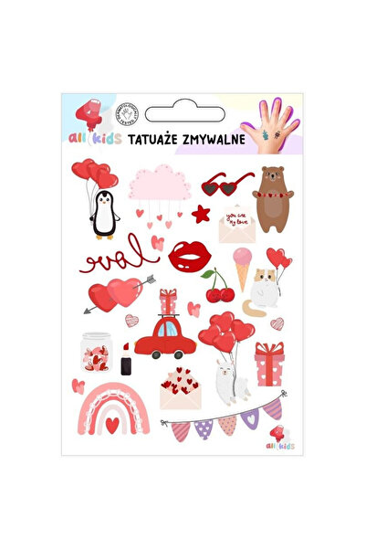 All4Kids Tatuaje temporare de Valentine's pentru copii, dermatologic testate,...